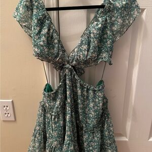 Floral Backless Dress in Green